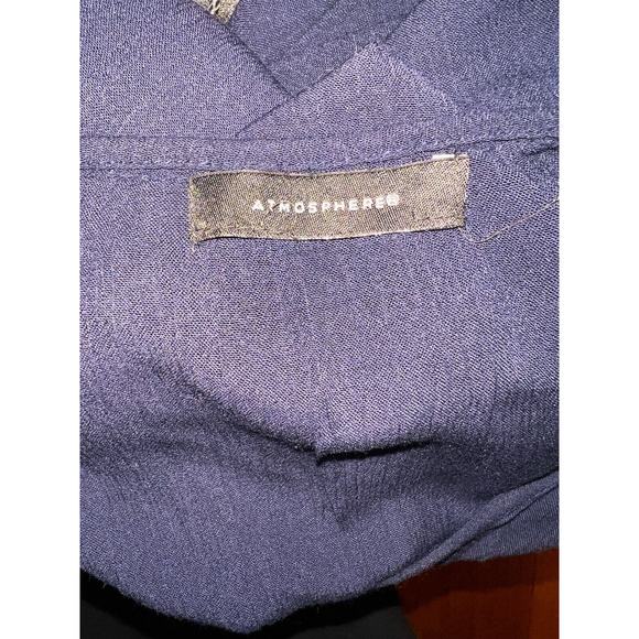 ATMOSPHERE Top Women's Size L Blue Fringe Accent V-neck Swim Beach Cover Up - Picture 6 of 7